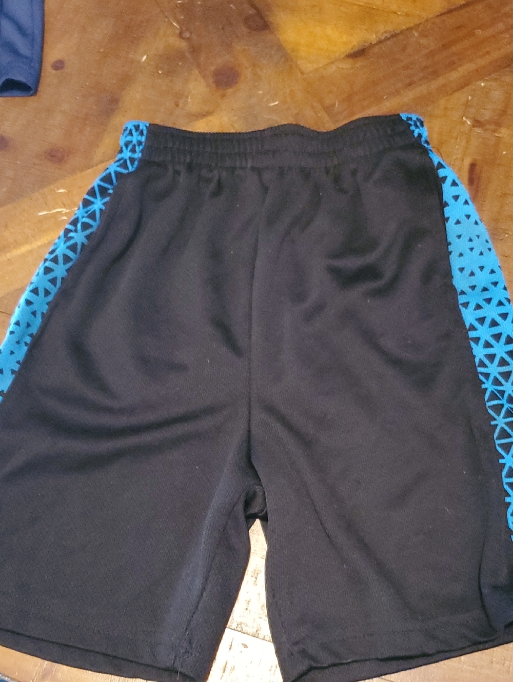 Pro Player Black Shorts with Blue Geometric Side Stripes